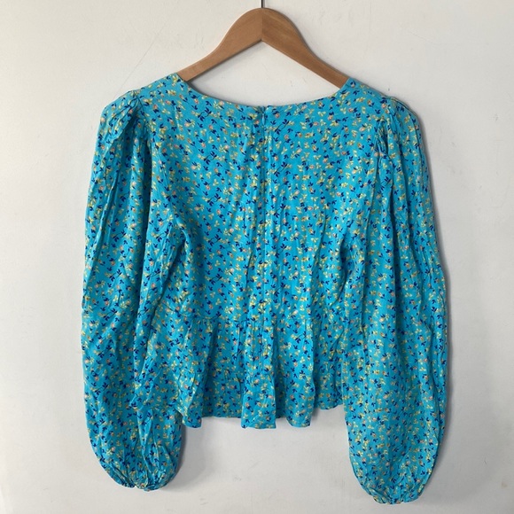 (AA4) AFRM Soni Ditsy Ruched Floral Sweetheart Balloon Sleeves Top, Size XS, NWT - Picture 5 of 9